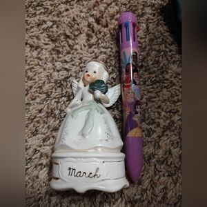 March Angel Figurine with Green Accents